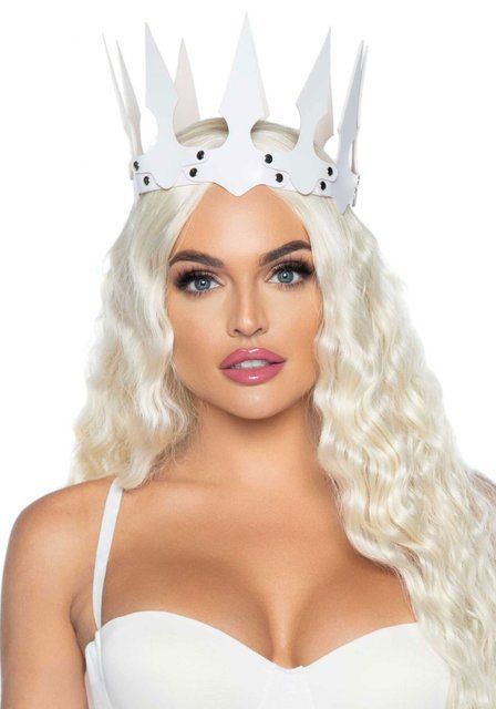 Корона злої королеви Leg Avenue Faux leather spiked crown White, штучна шкіра, заклепки SO8014 фото
