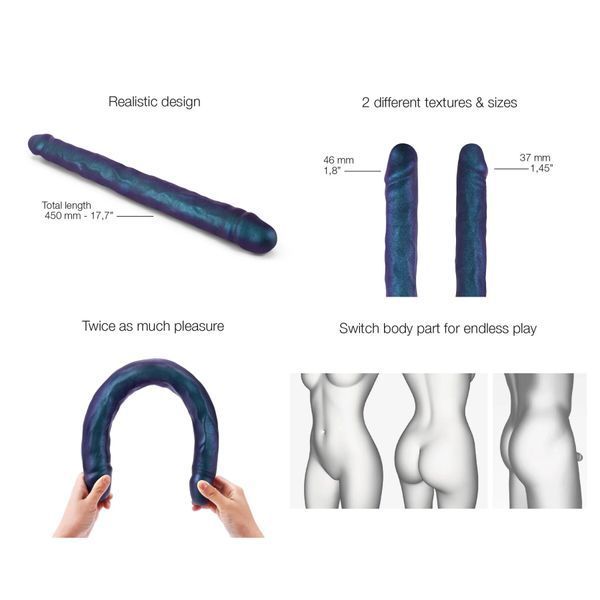 Фалоімітатор подвійний Strap-On-Me DOUBLE DONG REALISTIC DILDO - SNAKY METALLIC COLOR SX1389 фото