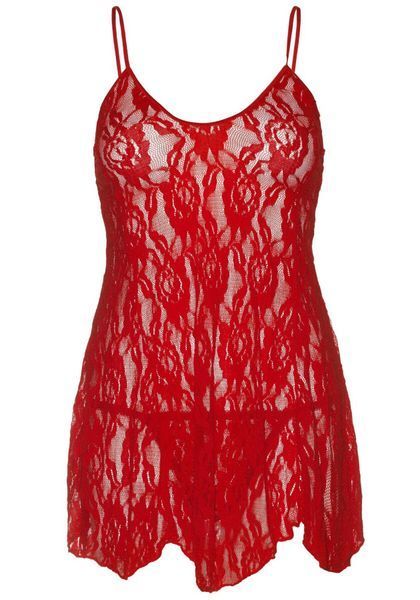Сорочка беби-долл Leg Avenue Rose Lace Flair Chemise Red, Queen Size SO9103 фото