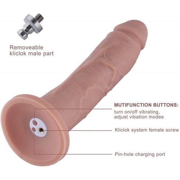 Фалоімітатор 10.2&Prime; з вібрацією для секс-машин Hismith Silicone Dildo with Vibe, KlicLok, пульт ДК SO6211 фото