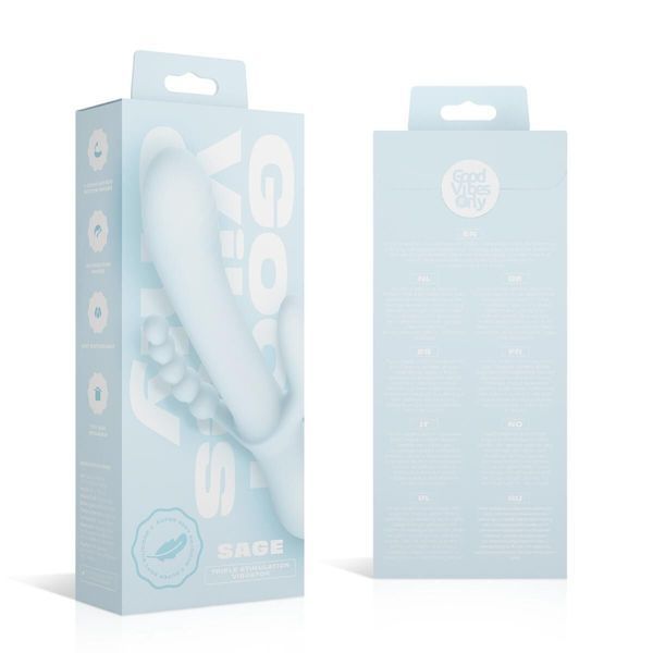 Вібратор-кролик Good Vibes Only - SAGE Triple Stimulation Vibe Soft Silicone - Blue SX3074 фото