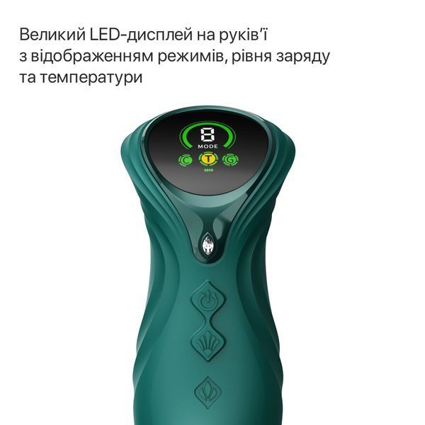 Смарт пульсатор-кролик с вибрацией Zalo Mose 2 Turquoise Green, подогрев до 42&deg;C, кристалл Swarovski SX2687 фото