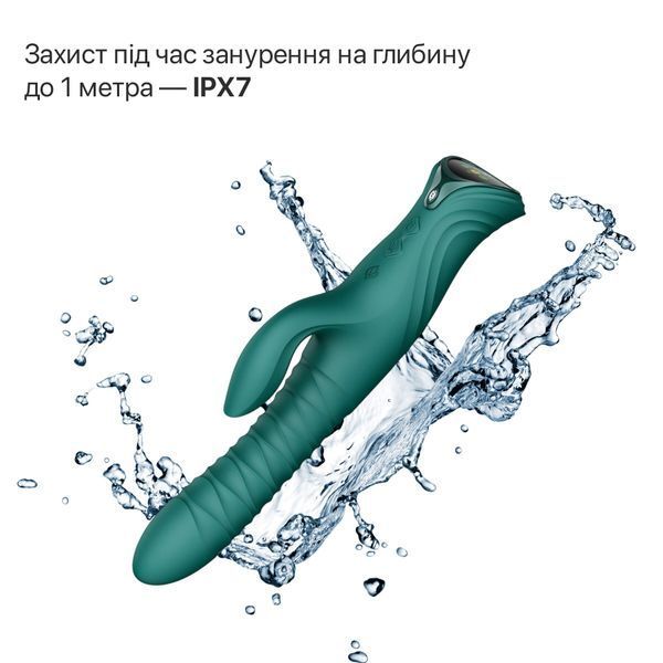 Смарт пульсатор-кролик с вибрацией Zalo Mose 2 Turquoise Green, подогрев до 42&deg;C, кристалл Swarovski SX2687 фото