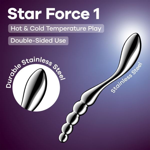 Металевий дилдо Satisfyer Star Force 1, двосторонній, можна нагрівати та охолоджувати SX3256 фото