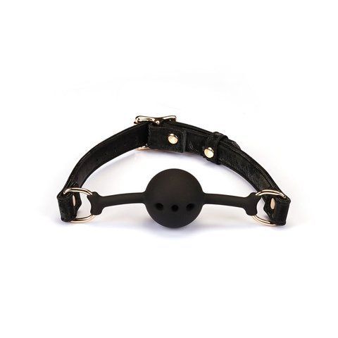 Повітропроникний кляп Liebe Seele Boudoir Amor Ball Gag Black, силіконова кулька, діаметр 4,3 см SX1667 фото