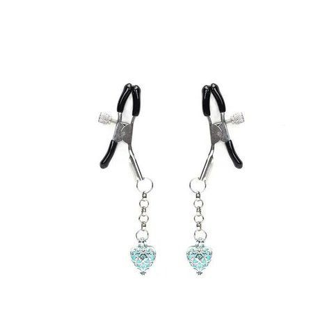 Зажимы для сосков с сердечком Liebe Seele Glow-in-dark Nipple Clamps Light Blue, светятся в темноте SX1684 фото