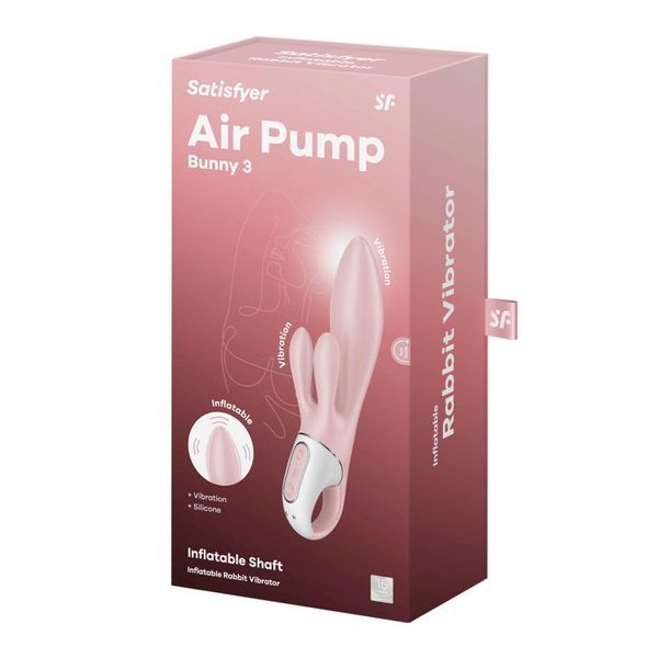 Вібратор-кролик надувний Satisfyer Air Pump Bunny 3, 12 режимів, подвійний відросток SX2173 фото