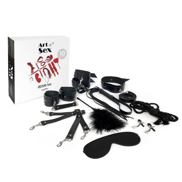 Набор BDSM Art of Sex &ndash; Set Leather, 10 предметов, черный, натуральная кожа SO7138 фото