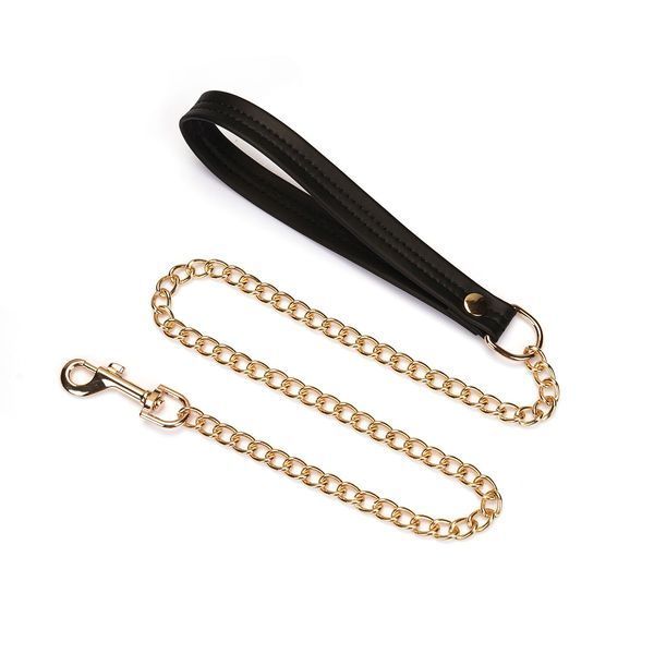 Ошейник с поводком Liebe Seele Black Organosilicon Collar with Leash, экокожа SO9484 фото