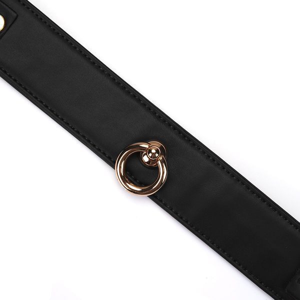 Ошейник с поводком Liebe Seele Black Organosilicon Collar with Leash, экокожа SO9484 фото