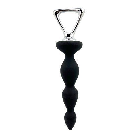 Анальний ланцюжок Adrien Lastic Arrow II, чорний, силіконовий, гнучкий, з металевою ручкою, діаметр 3,2 см SX0805 фото