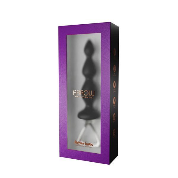 Анальний ланцюжок Adrien Lastic Arrow II, чорний, силіконовий, гнучкий, з металевою ручкою, діаметр 3,2 см SX0805 фото