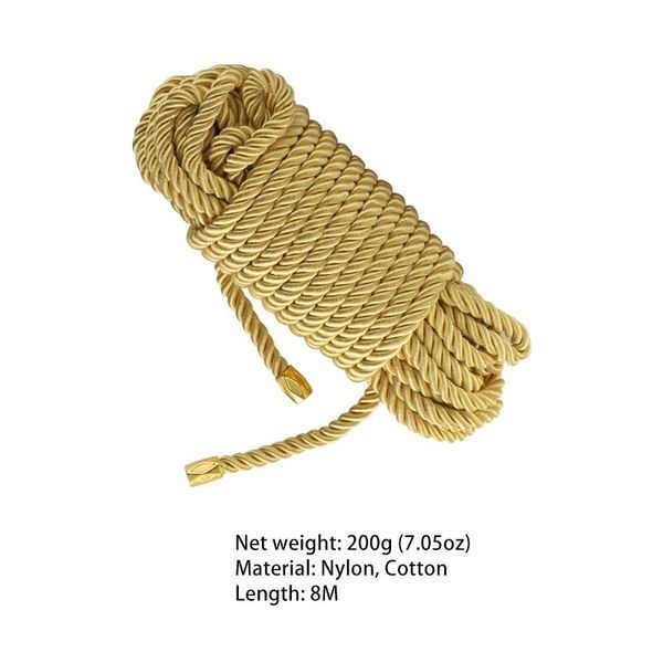 Веревка для шибари LOCKINK SEVANDA Shibari Pratice Rope, золотистая, 8 м, нейлон+хлопок SX0881 фото