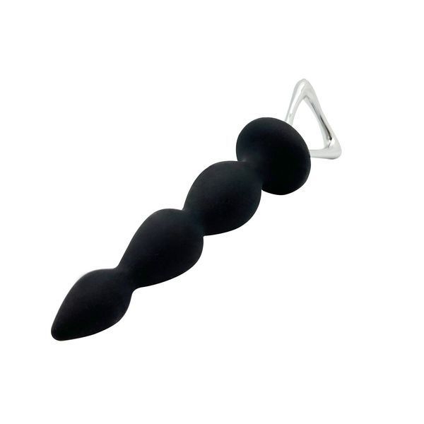 Анальний ланцюжок Adrien Lastic Arrow II, чорний, силіконовий, гнучкий, з металевою ручкою, діаметр 3,2 см SX0805 фото