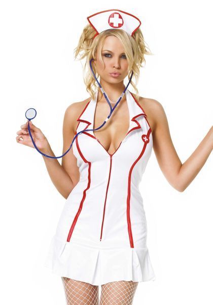 Еротичний костюм медсестри Leg Avenue Head Nurse M/L, сукня, аксесуар на голову, стетоскоп SO9108 фото