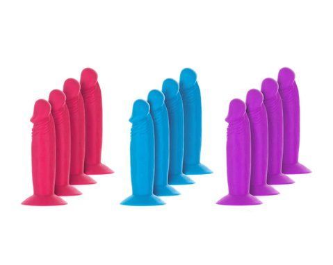 Набор фаллоимитаторов ADDICTION Silly Willy 3.3&rdquo; Silicone Dildo, 3 цвета, 12 шт SX3154 фото