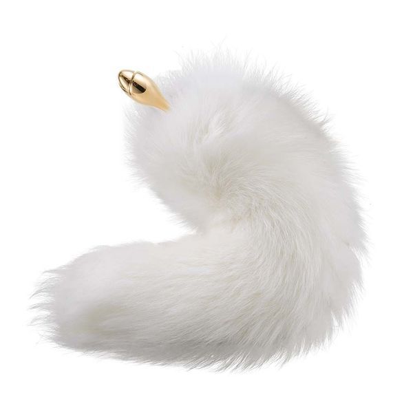 Металлическая анальная пробка с меховым хвостом LOCKINK SEVANDA White Fox-Tail Anal Rose-shape Plug SX0866 фото