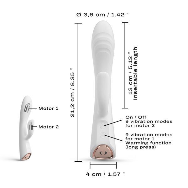 Вібратор-кролик з підігрівом Dorcel FLEXI RABBIT WHITE, гнучкий стовбур SO6817 фото