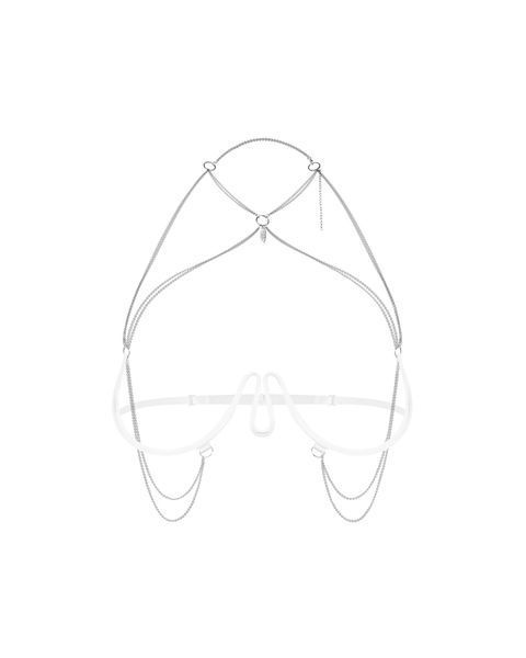 Прикраса на тіло Obsessive Lustique White harness bra S/M/L SX3113 фото