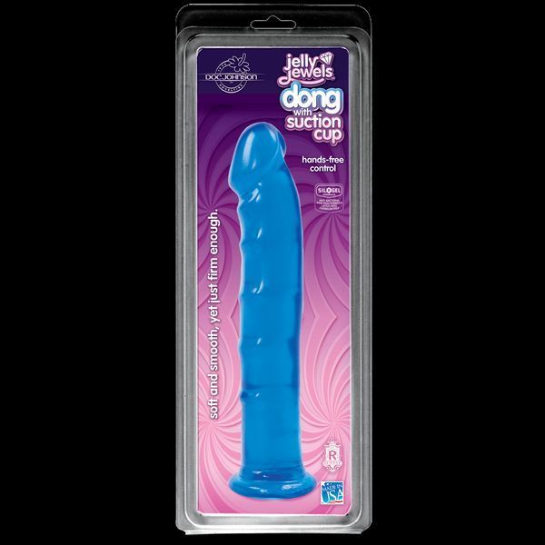 Фаллоимитатор Doc Johnson Jelly Jewels Dong & Suction Cup Blue, диаметр 3,6см, антибактериальный ПВХ SO2006 фото