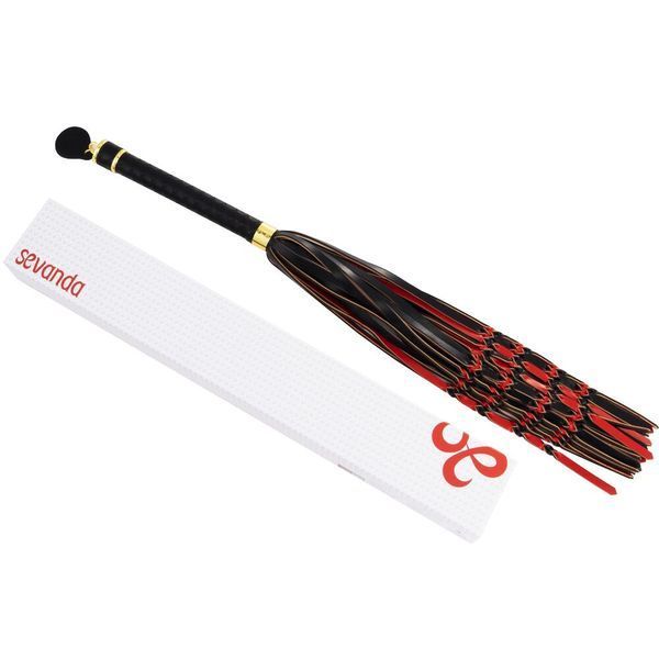 Флоггер LOCKINK SEVANDA Red & Black Braided Tail Flogger, красно-черный, хвосты с узелками SX0876 фото