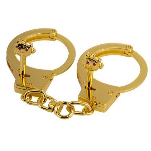 Наручники LOCKINK Pretty-sub Handcuffs, золотистые, металлические, можно открыть без ключа SX0896 фото