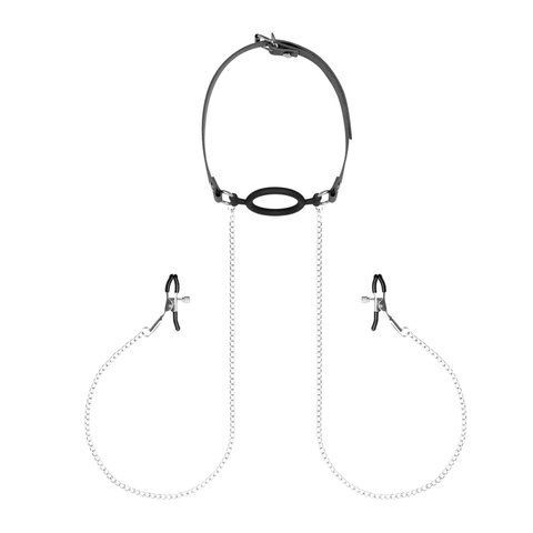 Зажимы с кляпом для сосков Bedroom Fantasies: Nipple Clamps & Silicone Gag Ring SO8819 фото