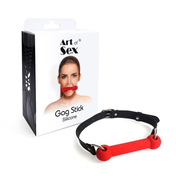 Кляп-палка на ремнях Art of Sex &ndash; Gag Stick Silicon, красный, натуральная кожа SO6704 фото