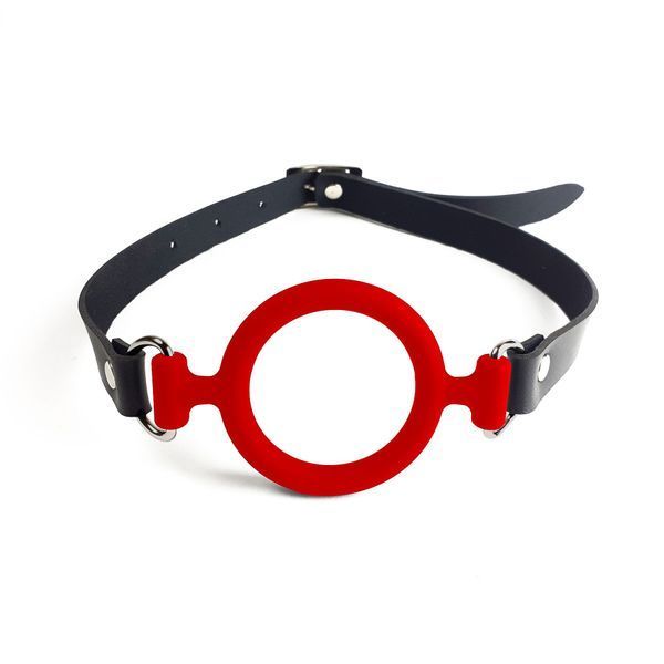 Кляп-расширитель силиконовое кольцо Art of Sex &ndash; Gag ring, красный, натуральная кожа SO6706 фото