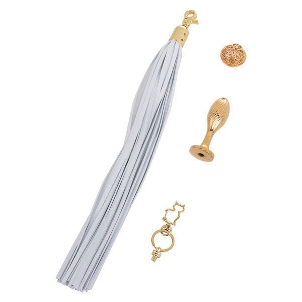 Анальная пробка с флоггером LOCKINK SEVANDA White Pony-Tail Anal Pear-shape Plug SX0869 фото