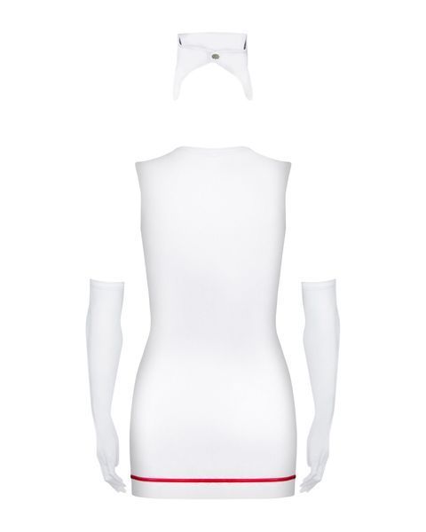 Эротический костюм медсестры Obsessive Emergency dress S/M, white, платье, стринги, перчатки, чепчик, стетоскоп SO7704 фото