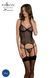 Корсет Passion LEAFA CORSET black S/M, мягкие чашки, зажимы для чулок, стринги в комплекте SX0504 фото 1