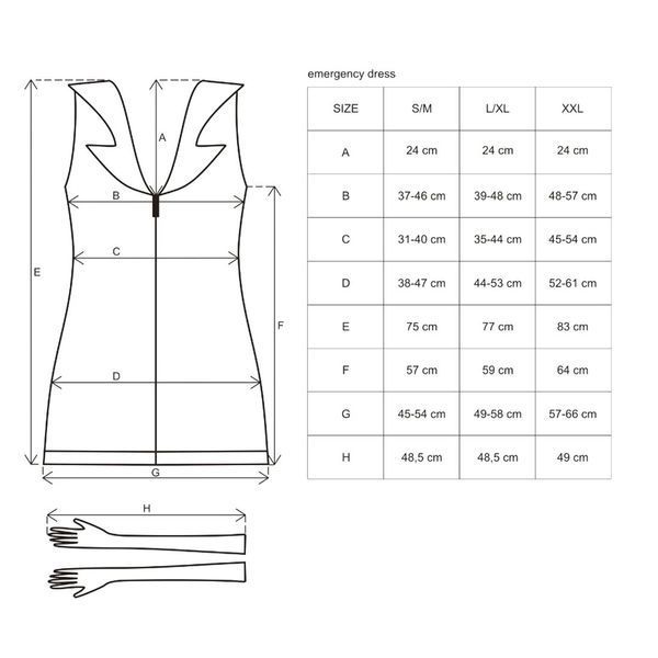 Эротический костюм медсестры Obsessive Emergency dress S/M, white, платье, стринги, перчатки, чепчик, стетоскоп SO7704 фото