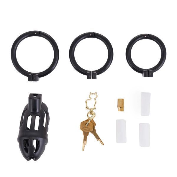 Клетка для пениса LOCKINK SEVANDA Naja-Cobra Chastity Cage Satin Black, 3 кольца разных размеров SX0872 фото