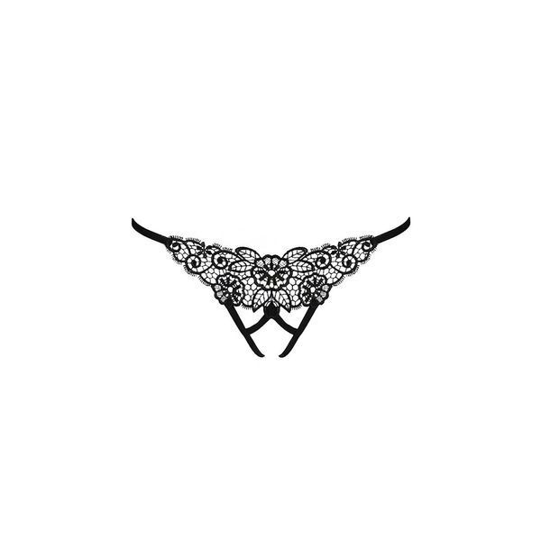 Трусики кружевные с доступом Passion Exclusive VIOLANTE THONG S/M, black PS24302 фото