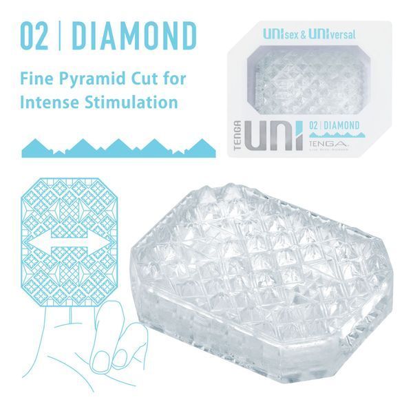 Унісекс-стимулятор Tenga UNI Diamond, білий, із зубчастим рельєфом, лубрикант у комплекті SO9806 фото