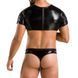 Комплект мужского белья под латекс Passion 057 SET PETER XXL/XXXL Black, кроп-топ, стринги SO7635 фото 2
