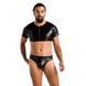 Комплект мужского белья под латекс Passion 057 SET PETER XXL/XXXL Black, кроп-топ, стринги SO7635 фото 3