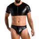 Комплект мужского белья под латекс Passion 057 SET PETER XXL/XXXL Black, кроп-топ, стринги SO7635 фото 1
