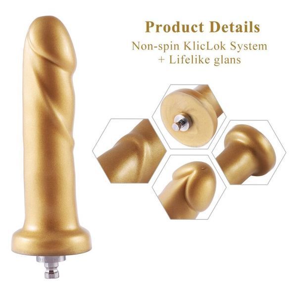 Золотой фаллоимитатор Hismith 6.8&Prime; Golden Silicone Dildo, система KlicLok SO6202 фото