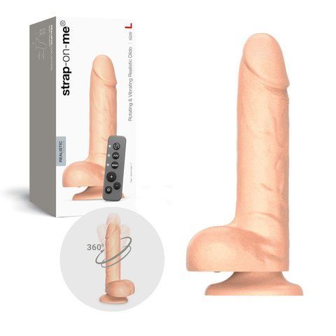 Фаллоимитатор с вибрацией и ротацией Strap-On-Me Rotating & Vibrating Realistic Dildo - L - Vanilla SX3504 фото