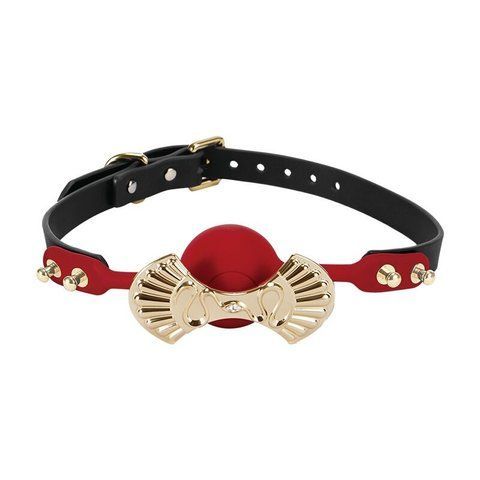 Роскошный силиконовый кляп Zalo Silicone Ball Gag Red, кристалл Swarovski, кожаный ремешок SO8230 фото