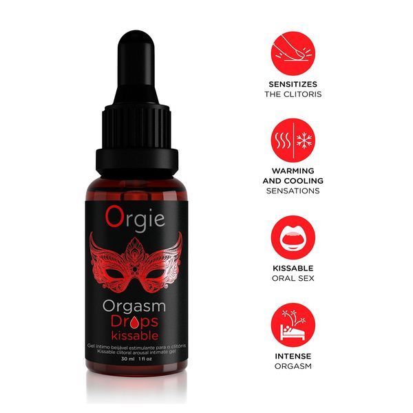 Збуджувальні краплі для клітора Orgie Orgasm Drops Kissable, 30 мл, тепло-холод, смак яблука SX1531 фото